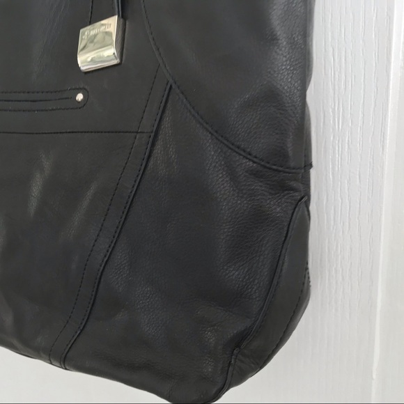 ✨B. Makowsky Large Black Leather Shoulder Bag NWOT - Picture 5 of 7